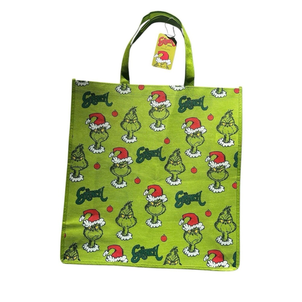 The Grinch With Santa Hat Christmas Reusable Xl Tote Bag